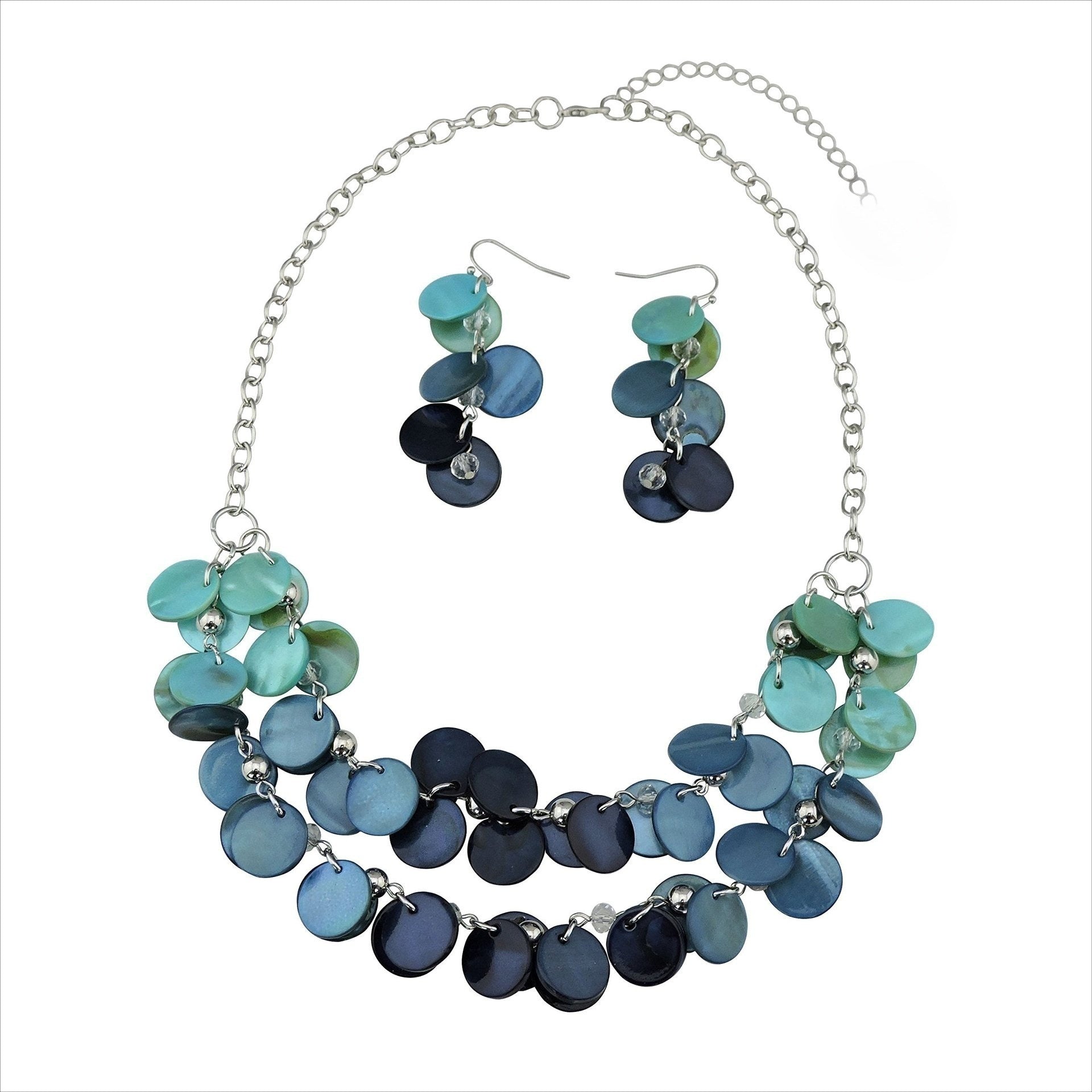 Wholesale Holiday Style Round Natural Dyed Shell Earrings Necklace